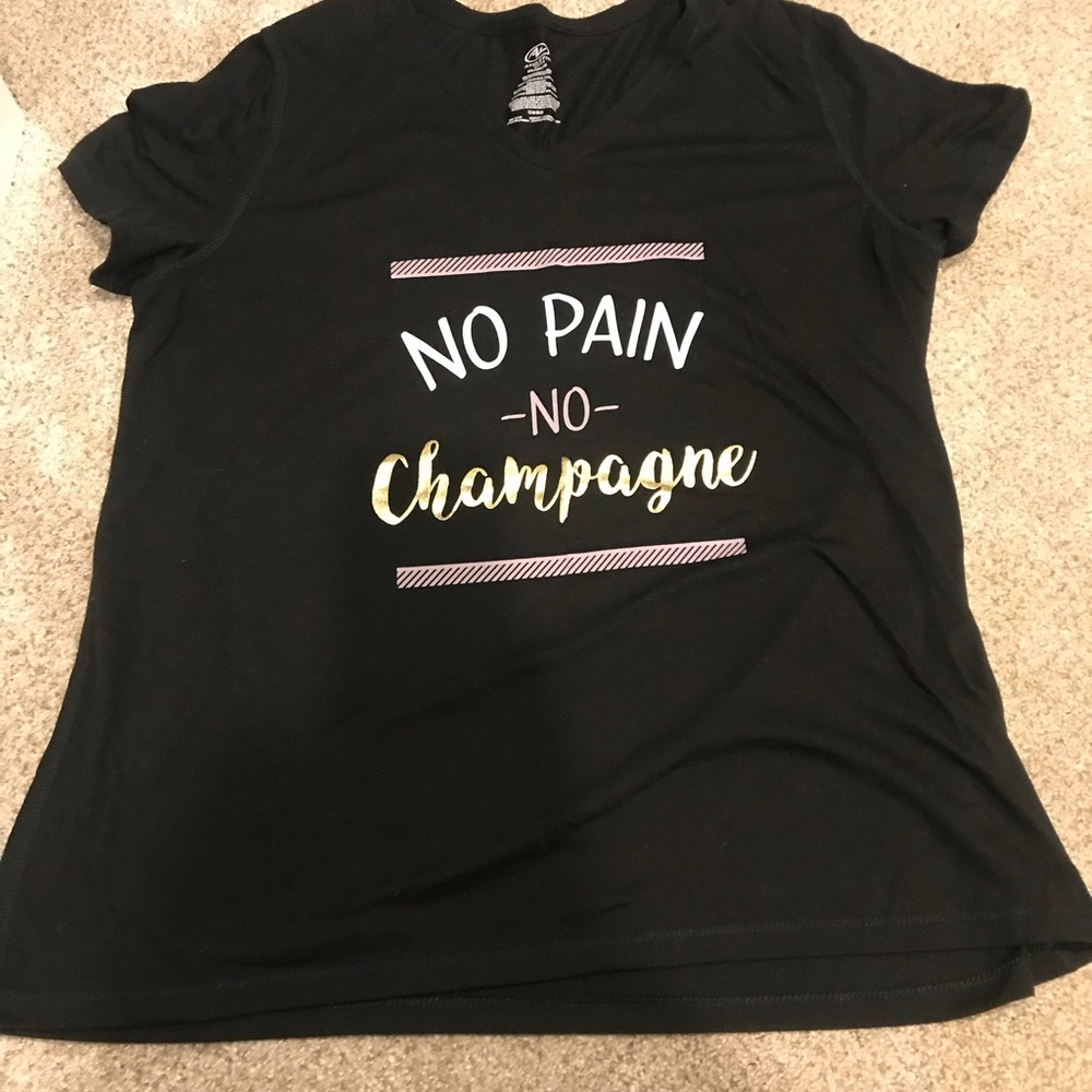 Women’s XL t shirt with No pain no champagne print
